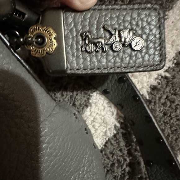 Coach Charcoal Leather Shoulder Bag - Picture 8 of 11